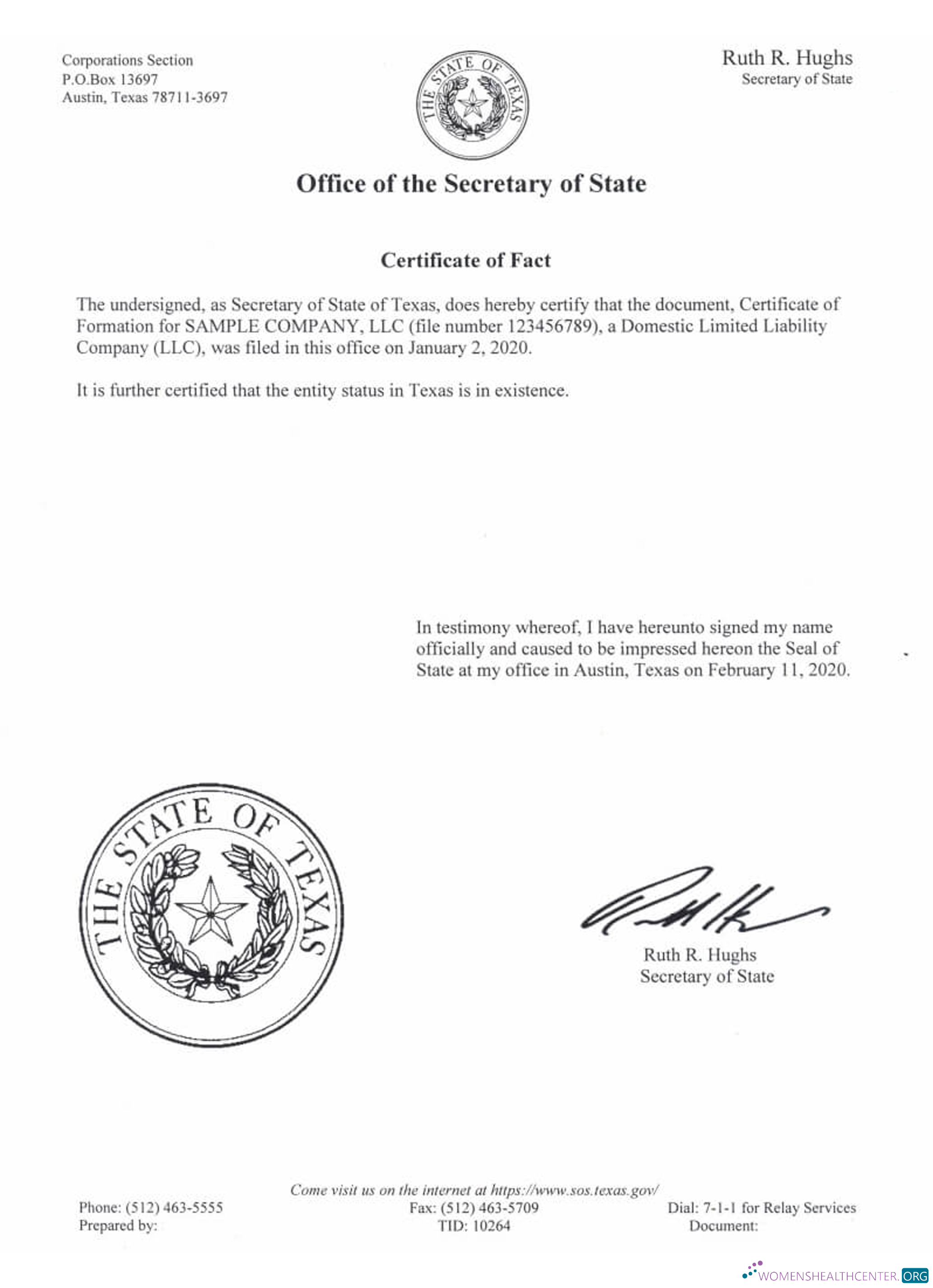 Download USA Texas certificate of good standing Photoshop template